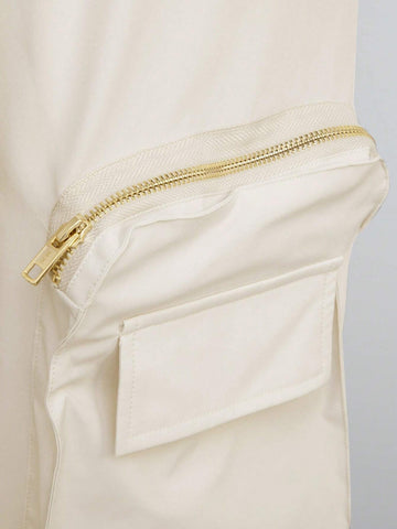 Flap Pocket Side Tube Jumpsuit