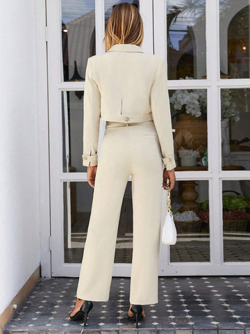Flap Pocket Crop Jacket & Pants Workwear
