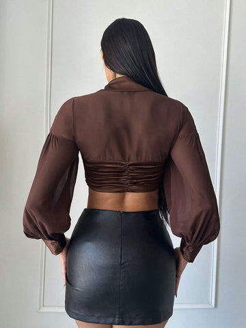 Twist Front Crop Blouse