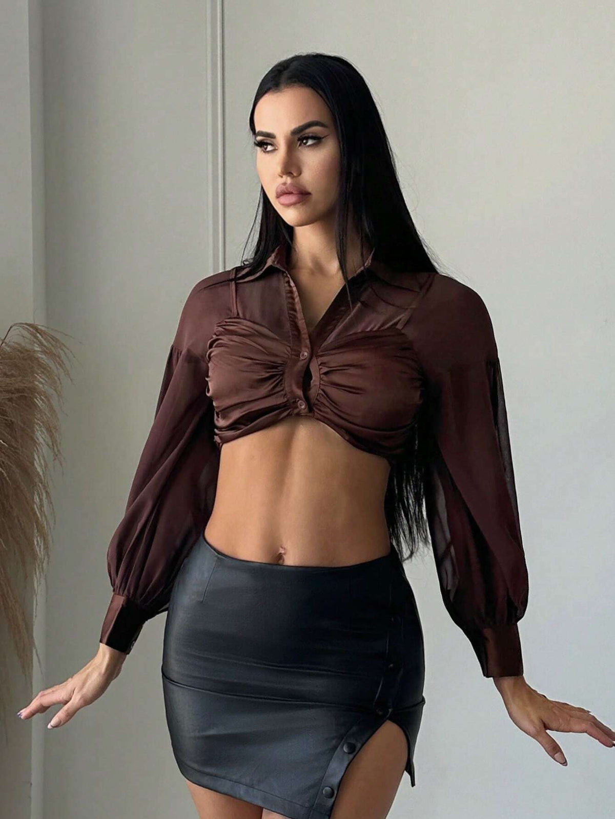 Twist Front Crop Blouse