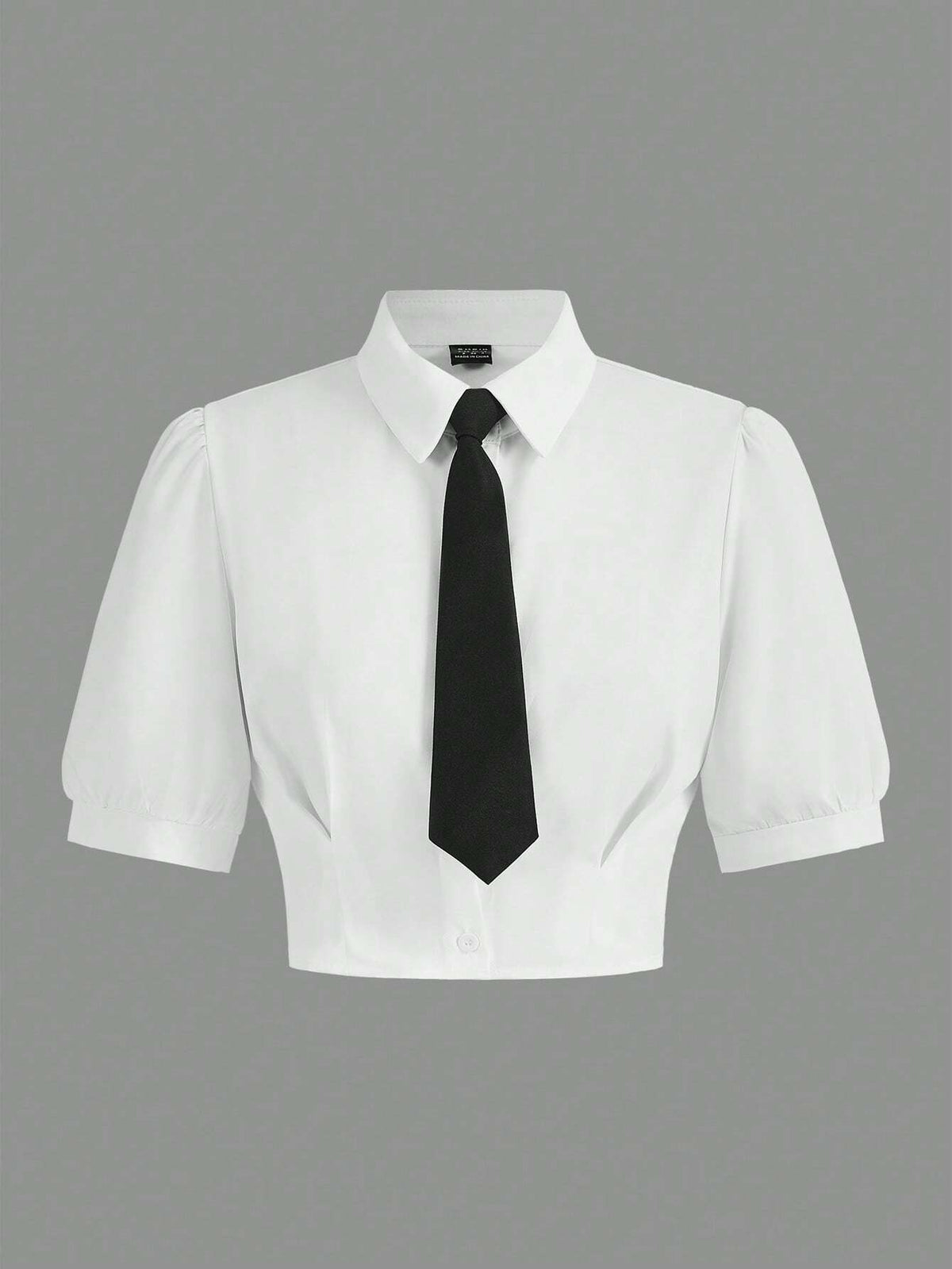 Solid Crop Shirt With Tie