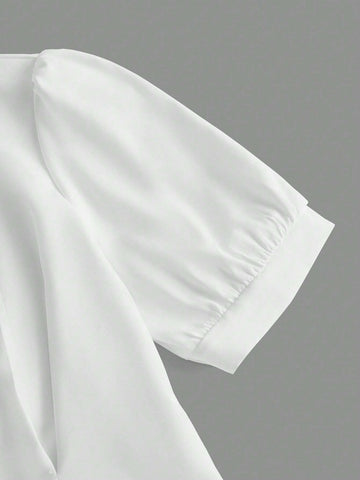 Solid Crop Shirt With Tie