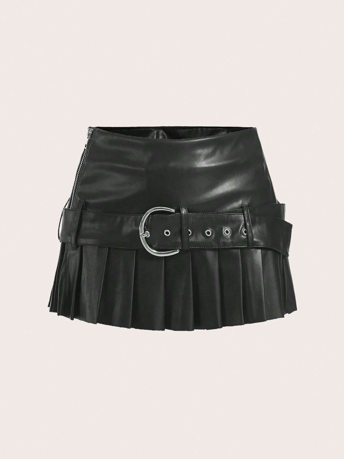 ICON Solid Patent Belted Skirt