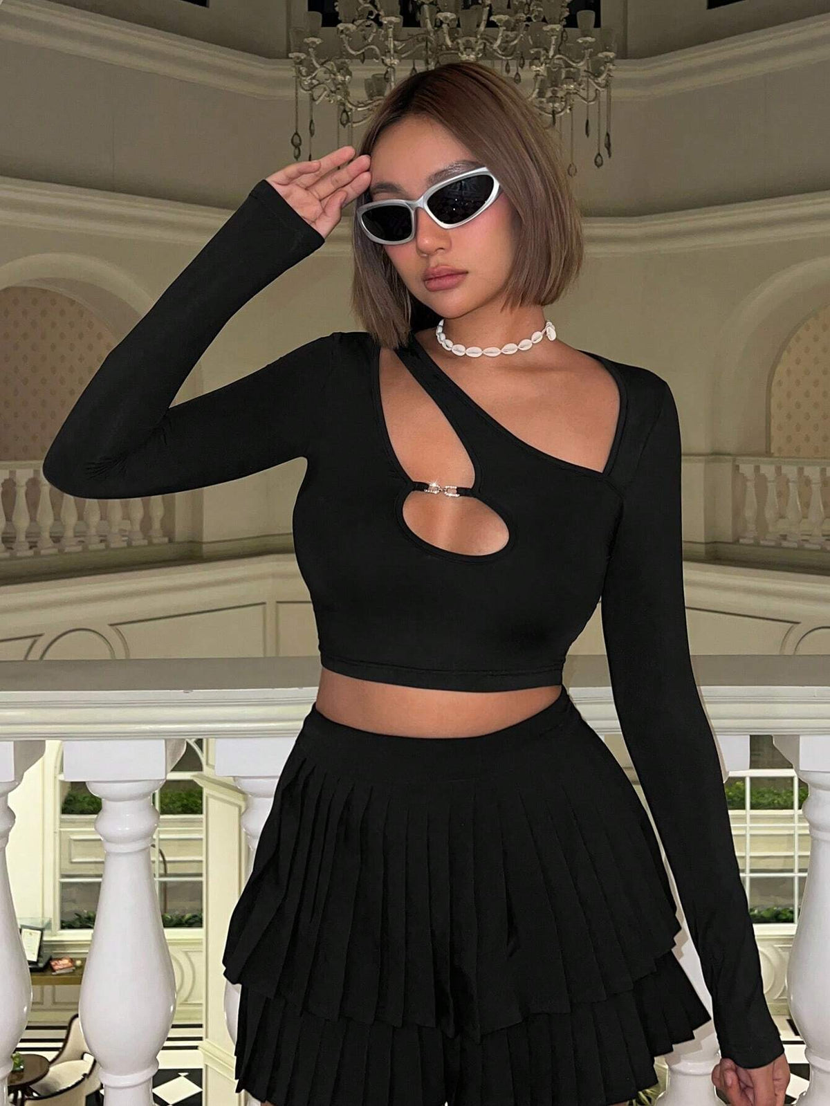 Cut Out Front Crop Tee