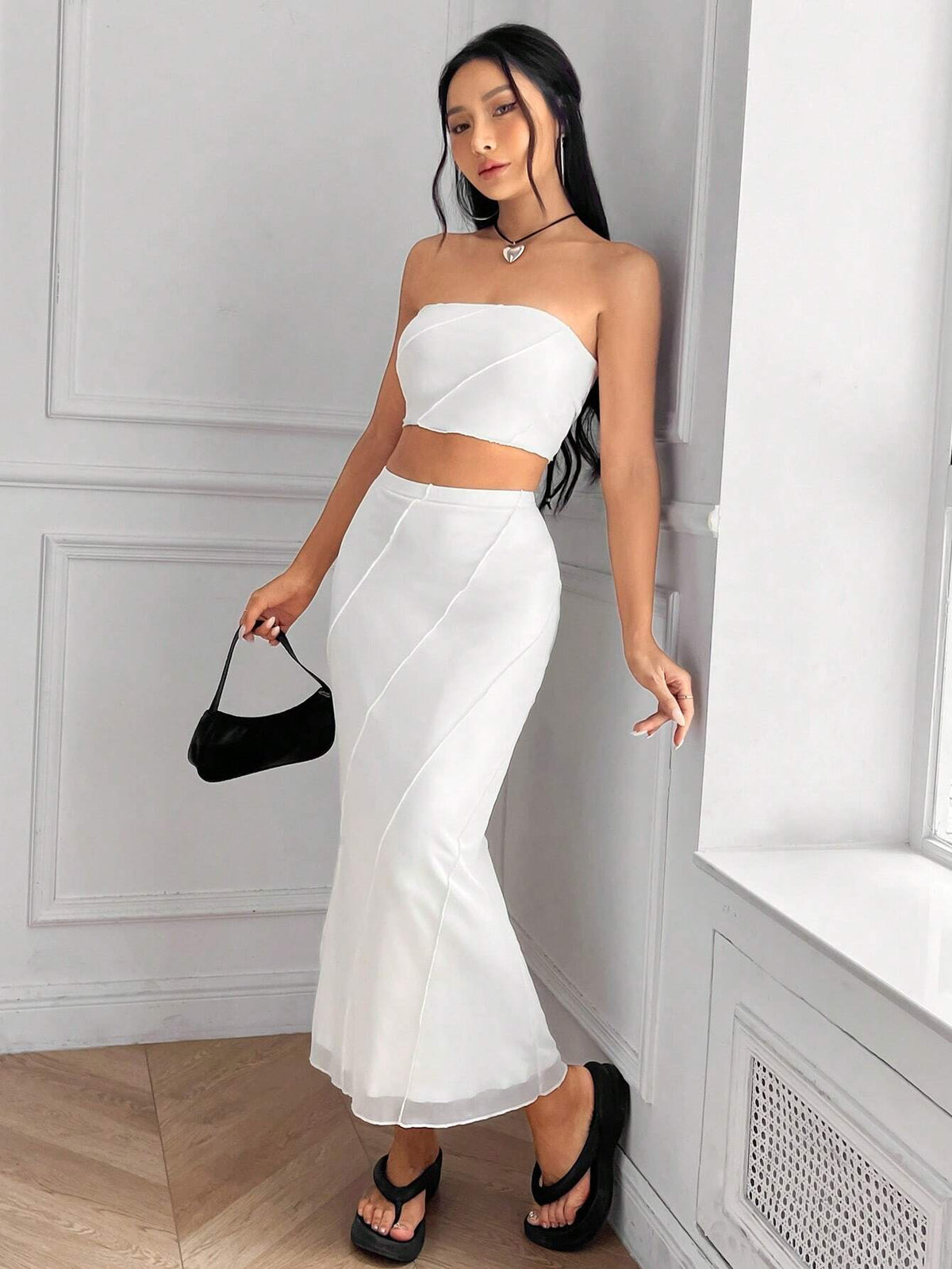 Solid Tube Top & Mermaid Hem Skirt