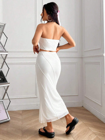 Solid Tube Top & Mermaid Hem Skirt