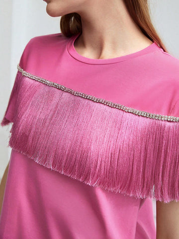 MOTF PREMIUM RHINESTONE FRINGE T-SHIRT
