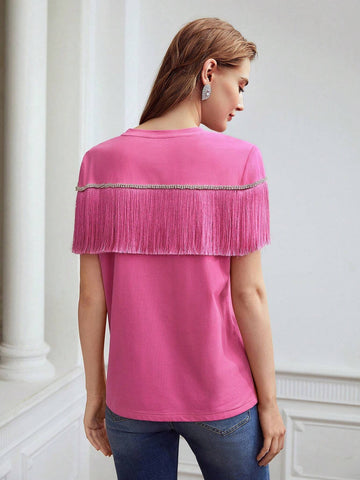 MOTF PREMIUM RHINESTONE FRINGE T-SHIRT