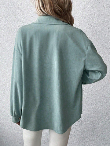 Drop Shoulder Pocket Patched Shirt