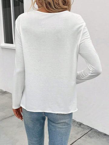 Letter Graphic Button Detail Tee