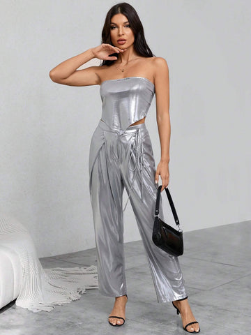 Metallic Bandana Tube Top & Pants