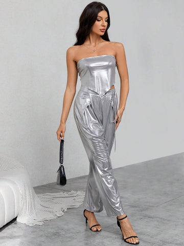 Metallic Bandana Tube Top & Pants