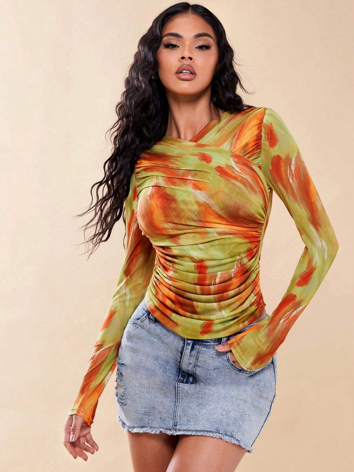 Tie Dye Ruched Side Tee