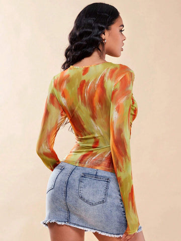 Tie Dye Ruched Side Tee