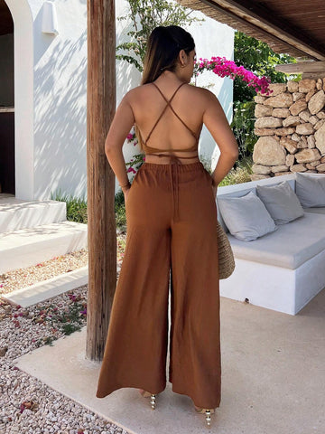 Ruched Bust Cami Top & Wide Leg Pants