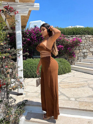 Ruched Bust Cami Top & Wide Leg Pants