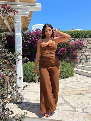 Ruched Bust Cami Top & Wide Leg Pants