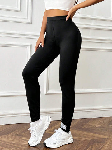 EZwear Slogan Patched Leggings