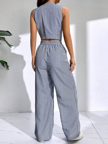 Button Front Wide Leg Jumpsuit
