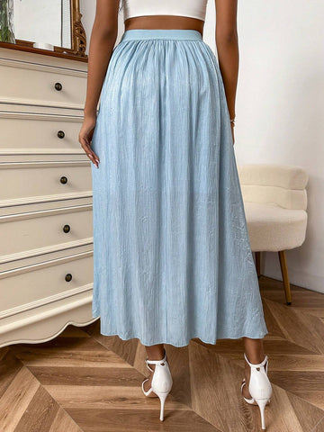 Solid High Waist A-line Skirt