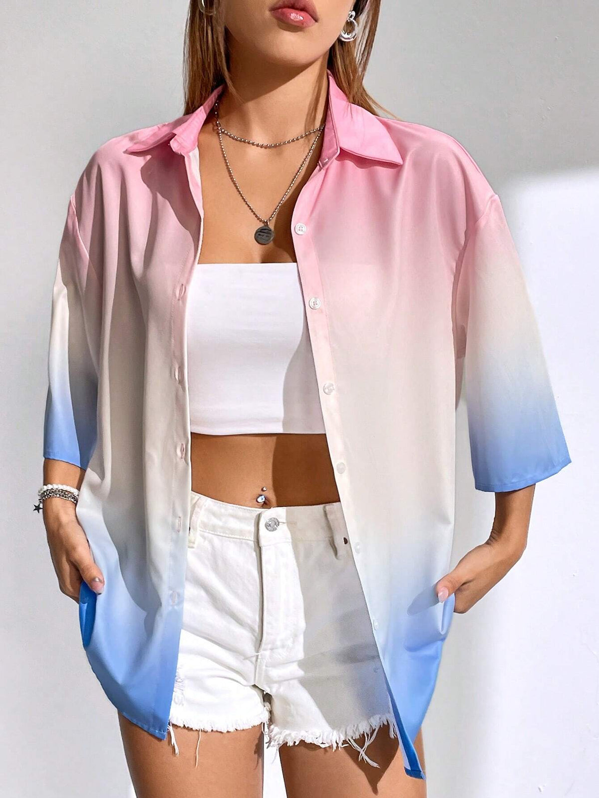 Ombre Drop Shoulder Shirt