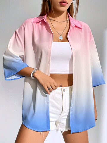 Ombre Drop Shoulder Shirt