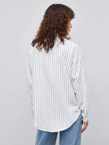 Striped Print Drop Shoulder Shirt