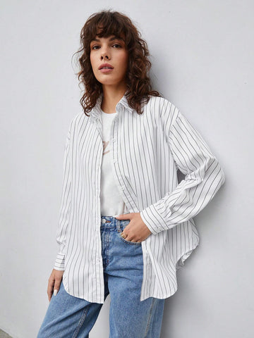 Striped Print Drop Shoulder Shirt