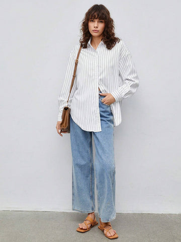 Striped Print Drop Shoulder Shirt