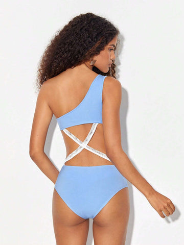 One Shoulder Mesh Insert Bodysuit