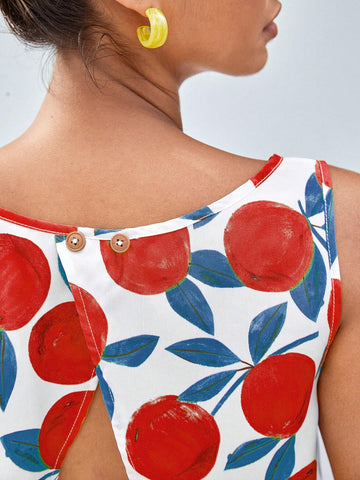 Allover Print Split Back Tank Top & Shorts