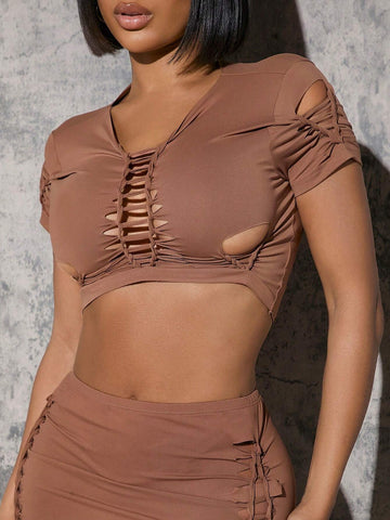 Cut Out Crop Top & Pencil Skirt