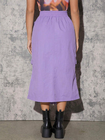 Zip Up Pocket Cargo Skirt