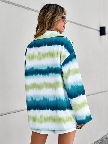 Tie Dye Drop Shoulder Coat & Shorts