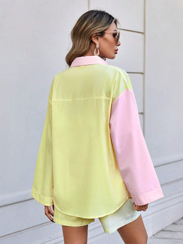 Colorblock Drop Shoulder Shirt & Shorts