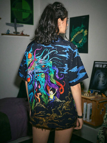 Allover Print Button Front Shirt