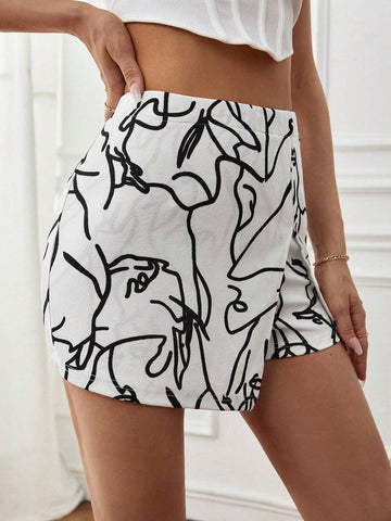 Figure Graphic Split Hem Skort