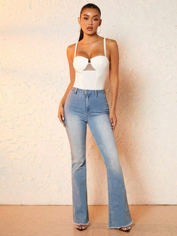 Solid Bustier Cami Bodysuit