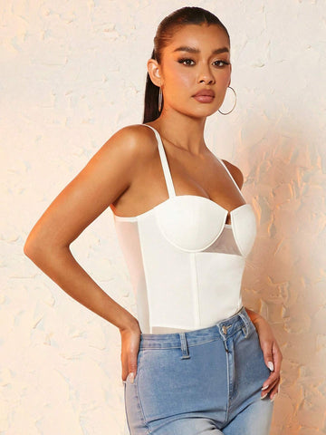 Solid Bustier Cami Bodysuit