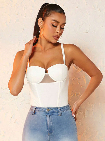 Solid Bustier Cami Bodysuit