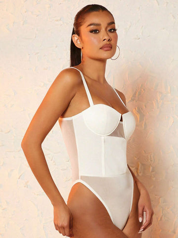 Solid Bustier Cami Bodysuit