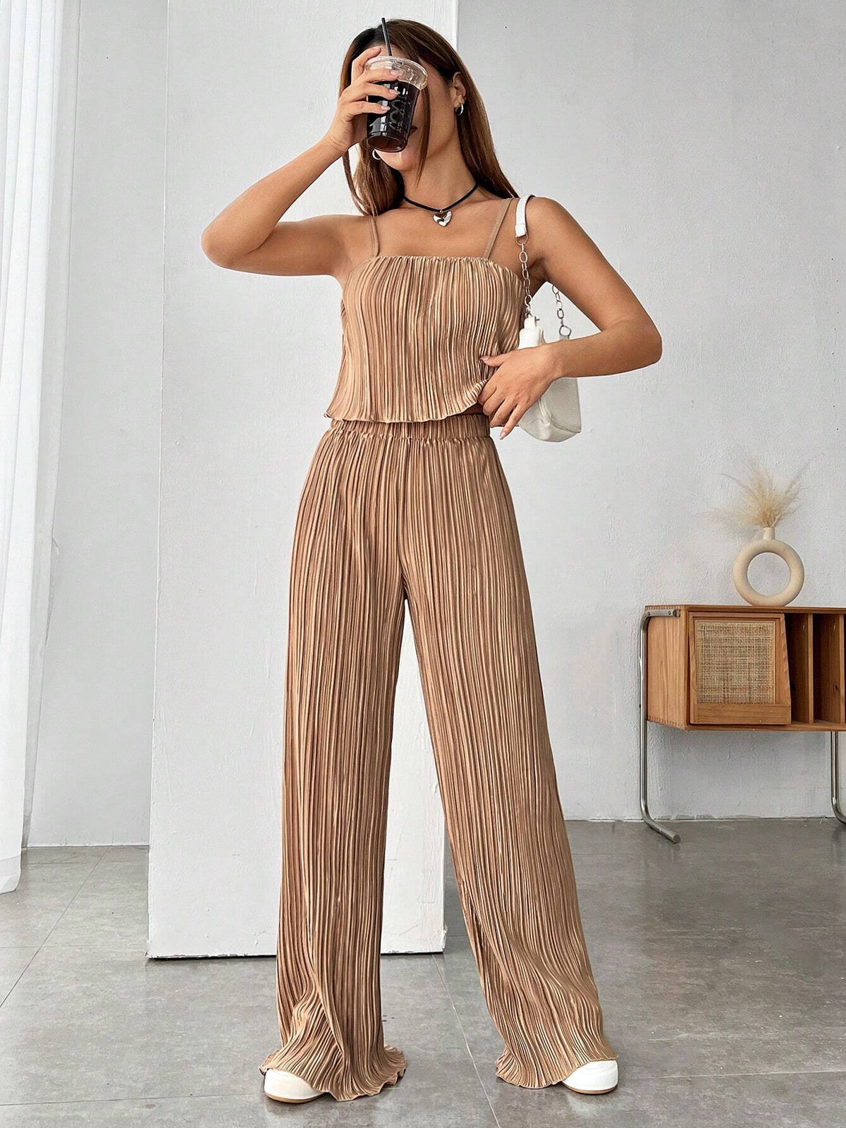 Lettuce Trim Cami Top & Wide Leg Pants