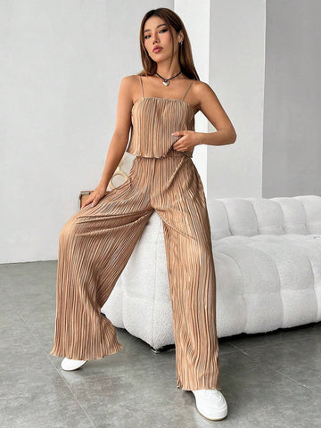 Lettuce Trim Cami Top & Wide Leg Pants