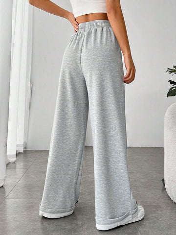 EZwear Drawstring Waist Wide Leg Sweatpants