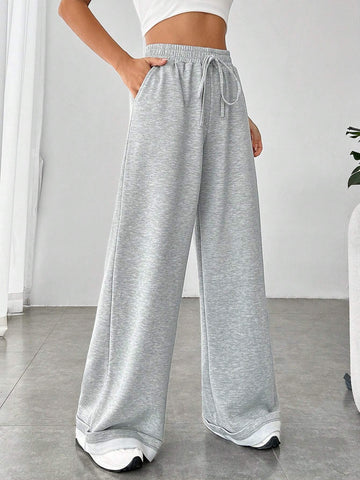 EZwear Drawstring Waist Wide Leg Sweatpants