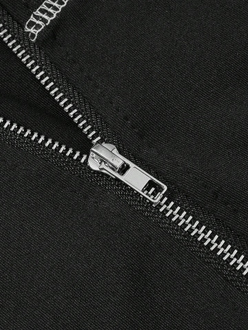 Colorblock Half Zip Crop Tee