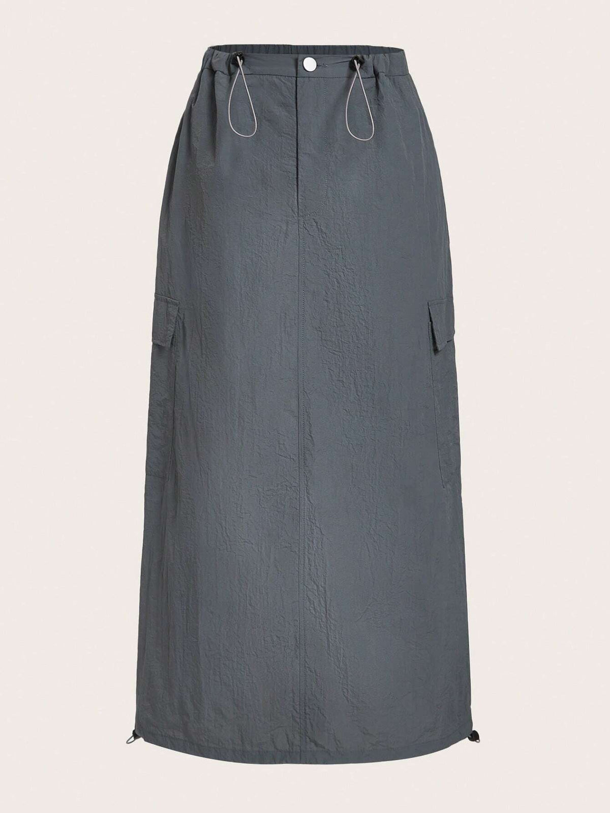 EZwear Drawstring Waist Flap Pocket Side Skirt