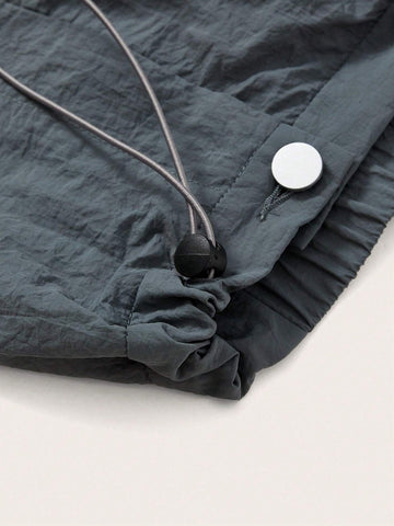 EZwear Drawstring Waist Flap Pocket Side Skirt