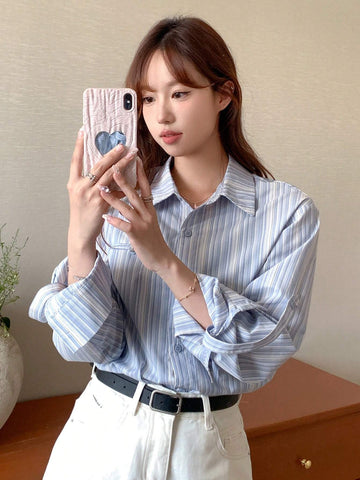 Vertical Stripe Button Through Shirt