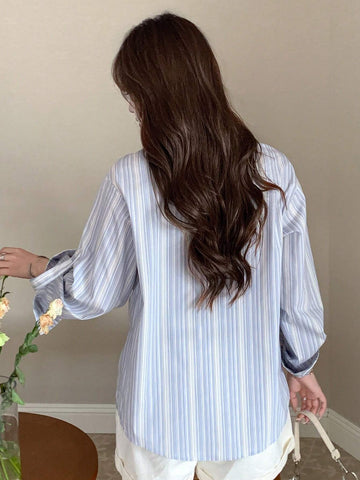 Vertical Stripe Button Through Shirt
